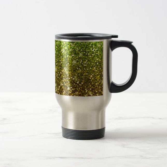 Caneca Térmica Brilhantes Dourados Verdes Claros e Brilhantes (Direita)