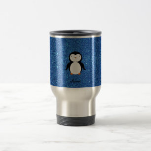 Caneca Térmica Brilho azul personalizado do pinguim conhecido