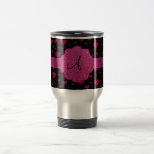 Caneca Térmica Brilho cor-de-rosa dos corações do monograma