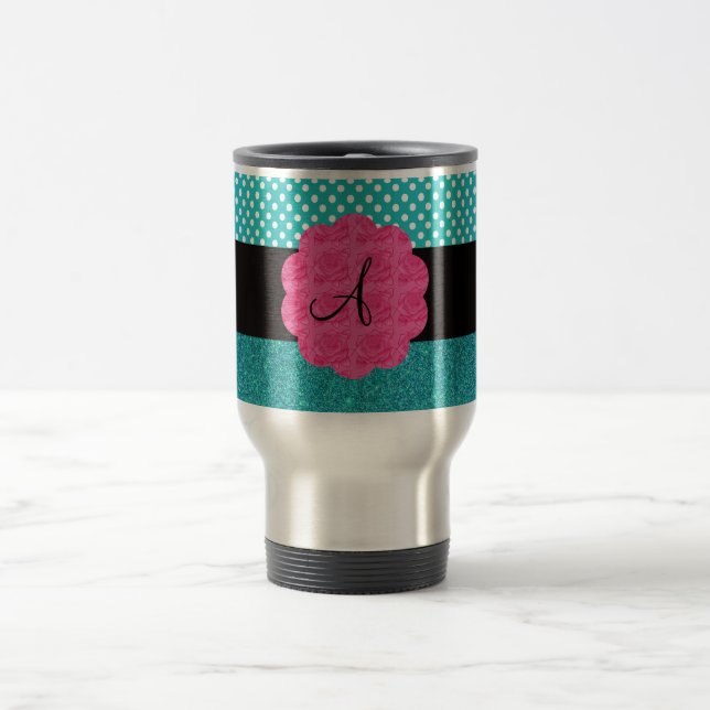 Caneca Térmica Brilho de turquesa do monograma (Centro)