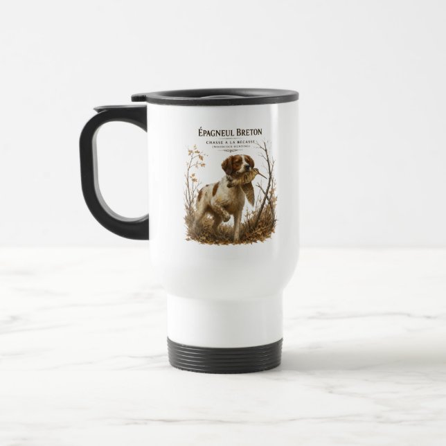 Caneca Térmica Brittany Spaniel – Caça à Galinhola Arte (Esquerda)