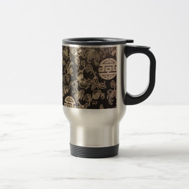 Caneca Térmica Brocade chinesa - prata e preto (Direita)