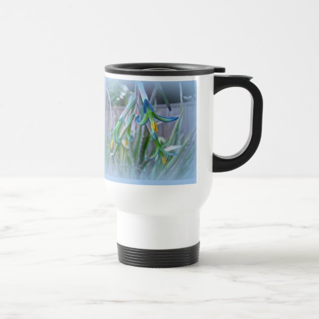 Caneca Térmica Bromeliad Blossoms em Azul (Direita)