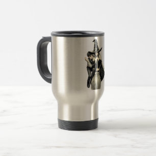 Caneca Térmica Bruxa e Menino do Halloween: Duo Mágico Escuro