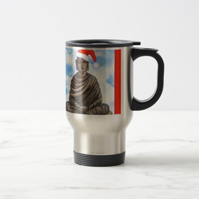 Caneca Térmica Budismo - Buddha - chapéu do Feliz Natal (Direita)