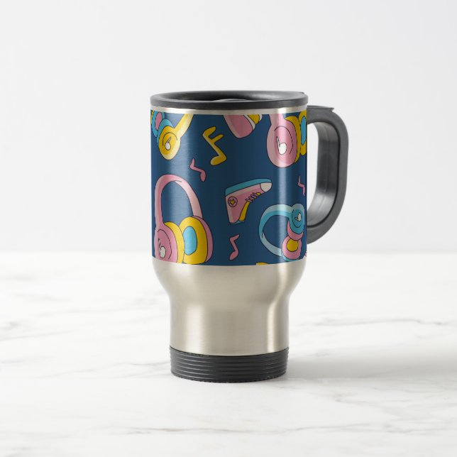 Caneca Térmica Bunter Musikmix em rosa, blau, gelb (Frente Esquerda)