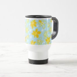 Caneca Térmica Buquê de Flor, Margarida do Céu Amarelo Branco