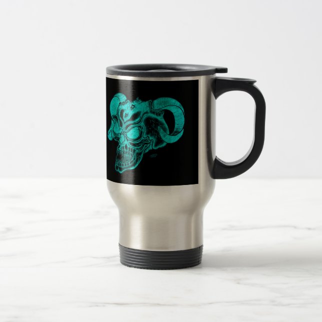 Caneca Térmica Cabeça do Demônio Negro e Design Verde (Direita)