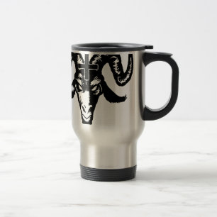 Caneca Térmica Cabeça satânica da cabra com cruz (preto)