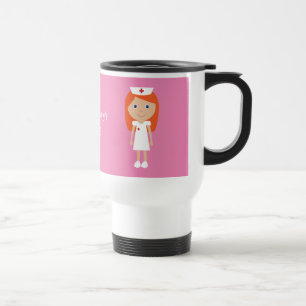 Caneca Térmica Cabelo vermelho da enfermeira bonito dos desenhos