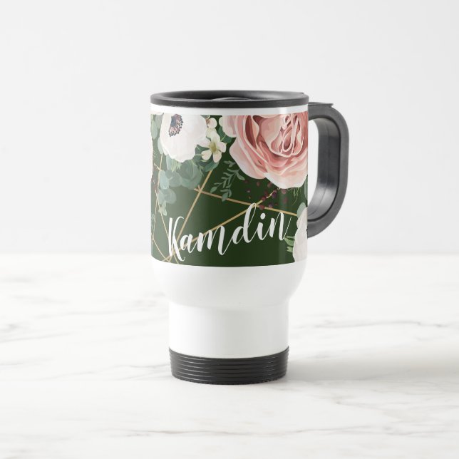 Caneca Térmica Caça Geométrica de 15 onças de café personalizada (Frente Esquerda)