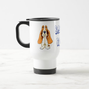 Caneca Térmica Cachorro Azul de Filhote de Basset Hound Amor