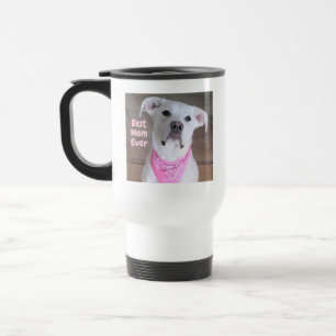 Caneca Térmica Cachorro Branco Bonito Vestindo Scarf Rosa Melhor