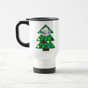 Caneca Térmica Cachorro Branco Cachorro Colorido Árvore de Natal 