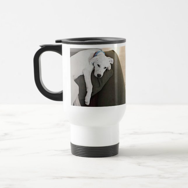 Caneca Térmica Cachorro Branco Cansado Cansado (Esquerda)