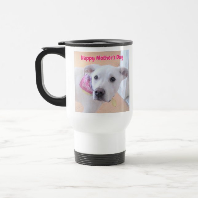 Caneca Térmica Cachorro Branco Cugado dia de as mães Com Face Doc (Esquerda)