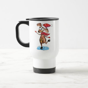 Caneca Térmica Cachorro de Natal Whimsso em Skates de gelo