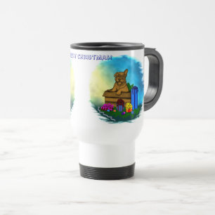 Caneca Térmica Cachorro em Uma Caixa, Feliz Natal