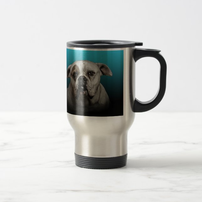 Caneca Térmica Cachorro Escuro com Gradação Preta Azul (Direita)