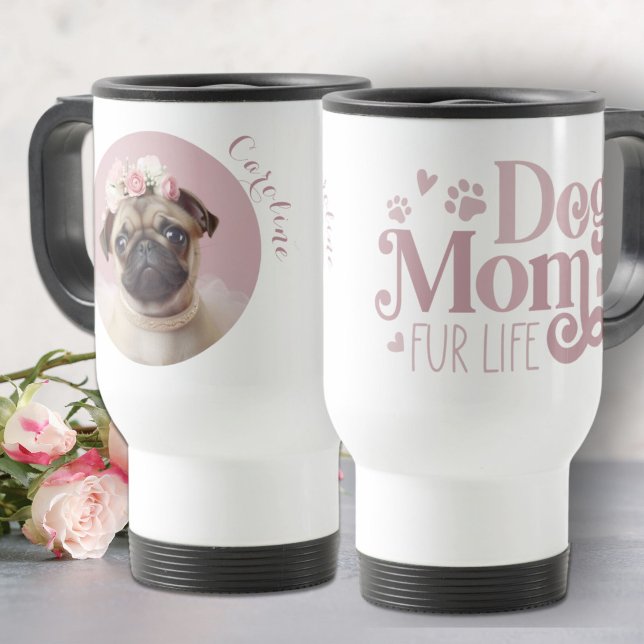 Caneca Térmica Cachorro Mãe Pele Vida Pug Foto Personalizada (Criador carregado)