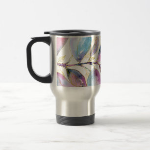 Caneca Térmica Caderno Espiral de Folhas Botânicas em Aquarela Pa