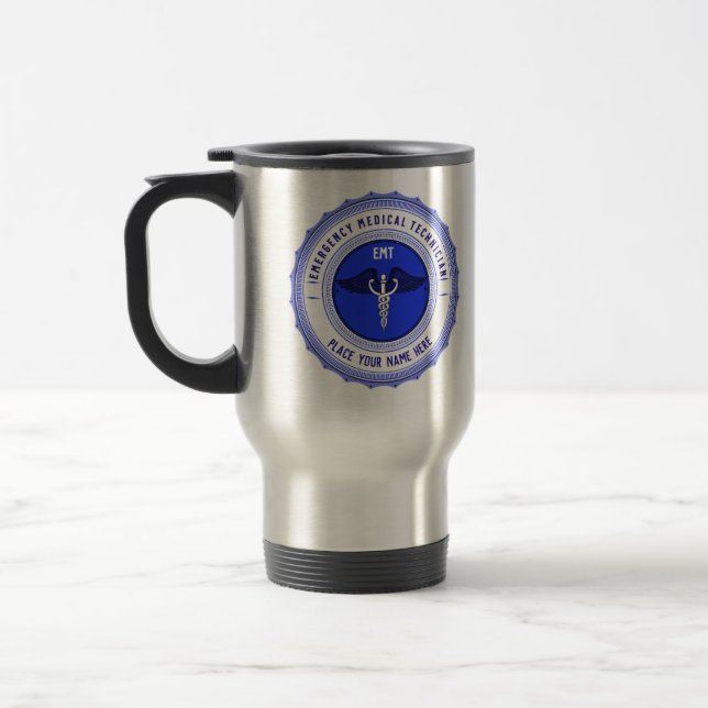 Caneca Térmica Caduceus de paramédicos EMT Personalizados (Esquerda)