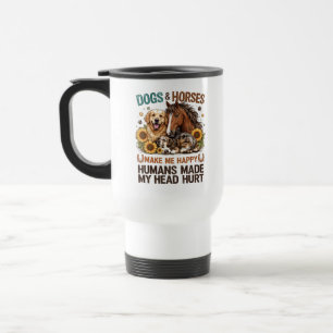 Caneca Térmica Cães e Cavalos Me Fazem Feliz Amante de Animais En