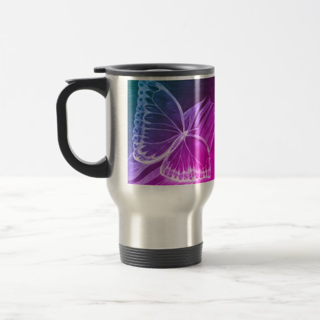 Caneca Térmica Café com borboleta púrpura (Esquerda)