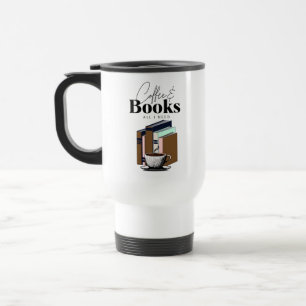 Caneca Térmica Café e Livros é tudo o que preciso de Vintage