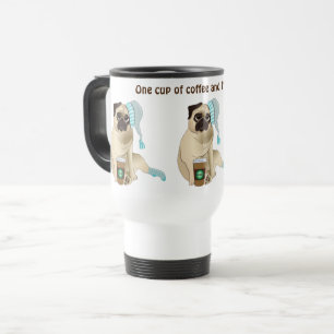 Caneca Térmica Café Louco Adorável, Pug Puppy Personalizado