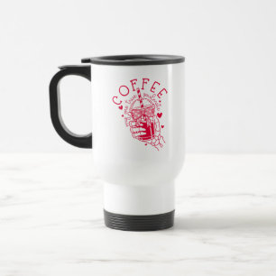 Caneca Térmica Café Mão de Esqueleto Corações Vermelhos Gótico
