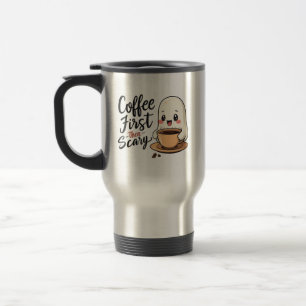 Caneca Térmica Café Primeiro, Depois Assustador, Feliz Dia das Br