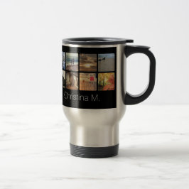 Caneca Térmica Café quadrado personalizado da colagem da foto de
