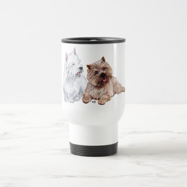 Caneca Térmica Cairn Marrom e Terriers Westie (Centro)