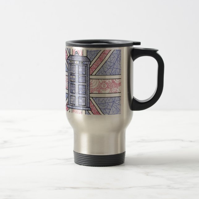 Caneca Térmica Caixa de polícia britânica e bandeira de Union (Direita)