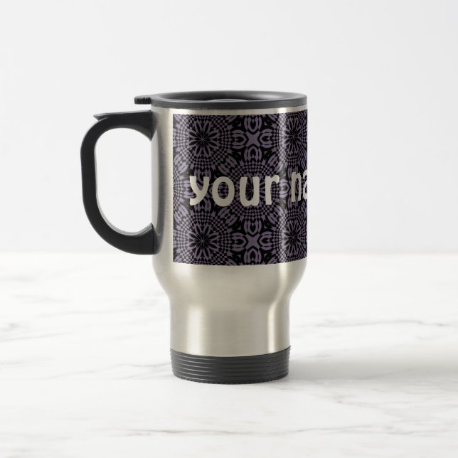 Caneca Térmica Caleidoscópio de punho preto e roxo (Esquerda)