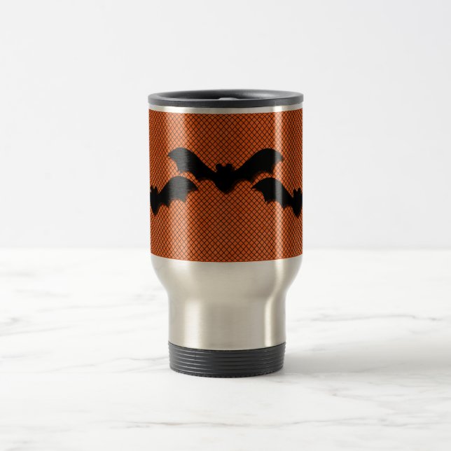 Caneca Térmica Cama de Halloween de Bats assustadora, Laranja (Centro)