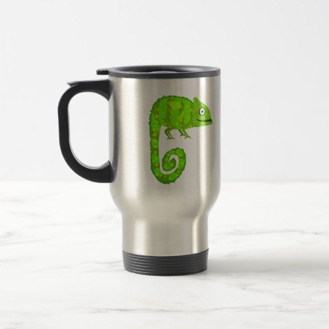 Caneca Térmica Camaleão bonito verde (Esquerda)