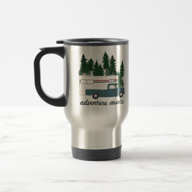 Caneca Térmica Caminhão Camper RV Motohome Camping RVing Árvores (Esquerda)
