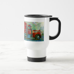 Caneca Térmica Caminhão de carga vermelho para crianças e caminho