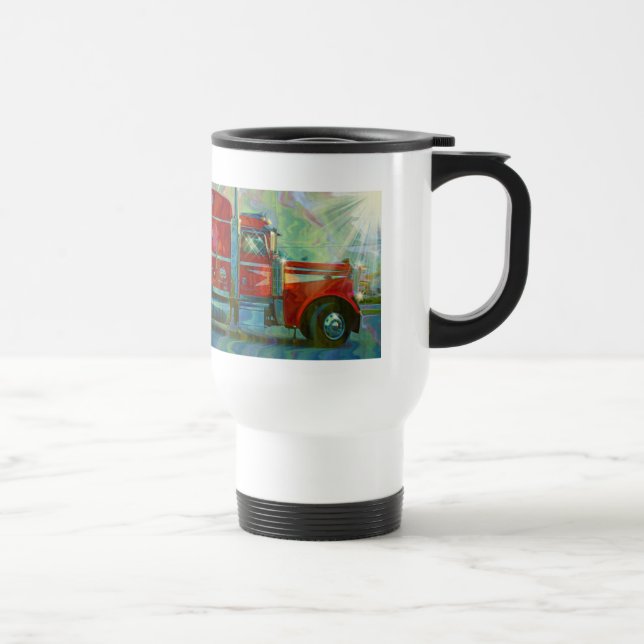 Caneca Térmica Caminhão de carga vermelho para crianças e caminho (Direita)