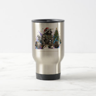 Caneca Térmica Camiseta de Academia do Guaxinim Feliz Natal