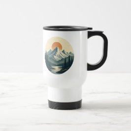 Caneca Térmica Camiseta de aventura vintage pôr do sol da montanh