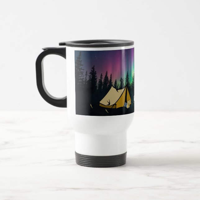 Caneca Térmica Camping - Snoozing Camper under Aurora Borealis (Esquerda)