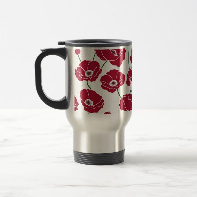 Caneca Térmica Campo de Poppies vermelho (Esquerda)