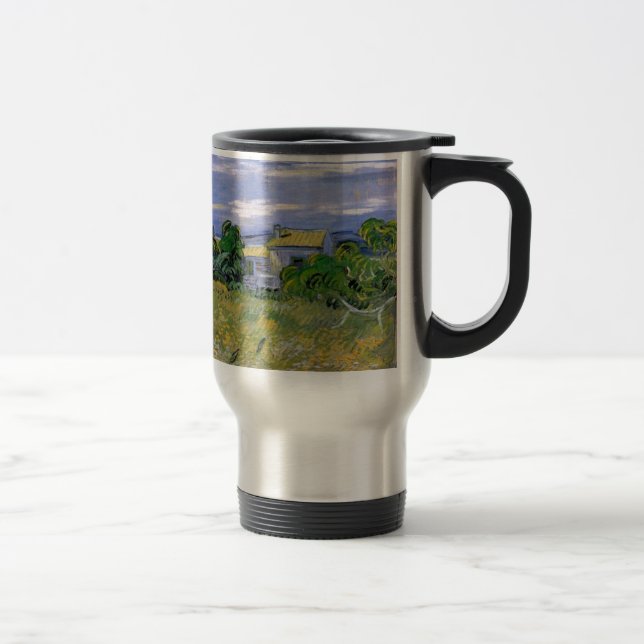 Caneca Térmica Campo de trigo verde com Cypress de Van Gogh. (Direita)
