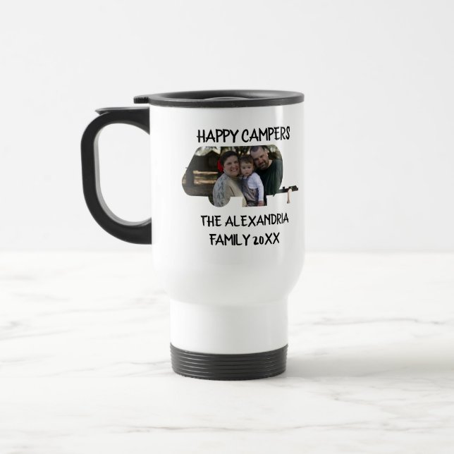 Caneca Térmica Campos felizes da família de caravanas de trailer  (Esquerda)