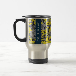 Caneca Térmica Camuflagem Amarela e Cinza Seu nome Personaliza