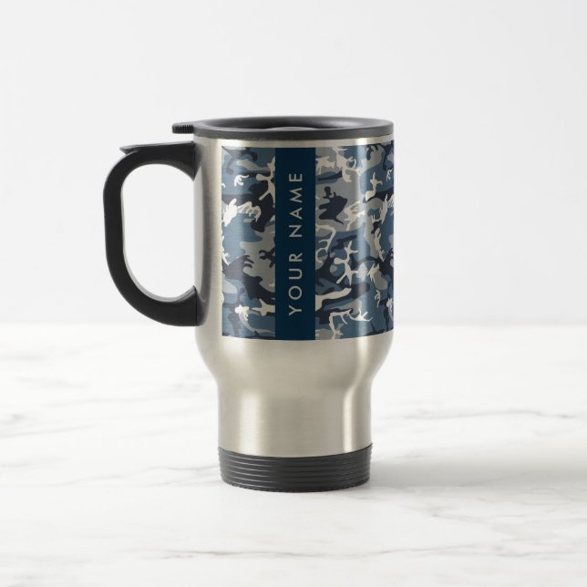 Caneca Térmica Camuflagem Azul de Neve Inverno Seu nome Personali (Esquerda)