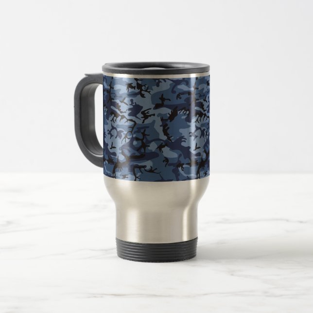 Caneca Térmica Camuflagem Azul marinho, Militar, Exército (Frente Esquerda)